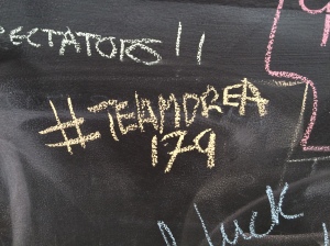 Tagging the message board at the expo to make sure everyone knew TeamDrea was in attendance