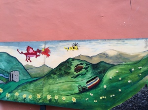 Mural in Llanberis town centre. 